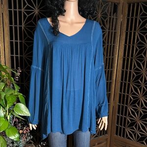 LADYS WORLD DEEP BLUE PEASANT TOP XL
